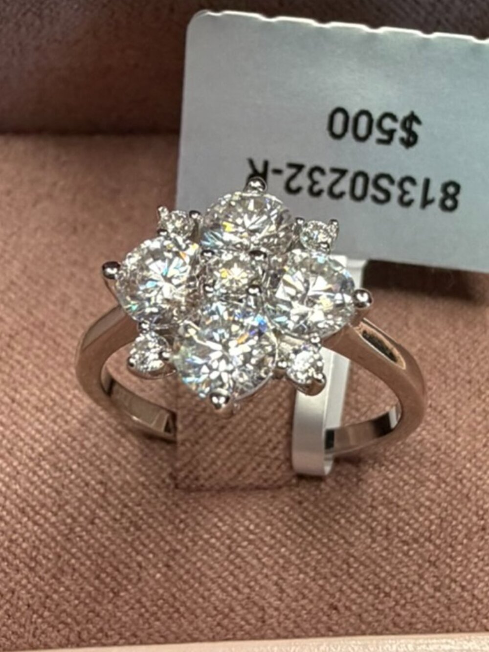 1.8 ct Moissanite .925 Sterling Silver Floral Cluster Ring - Size 7